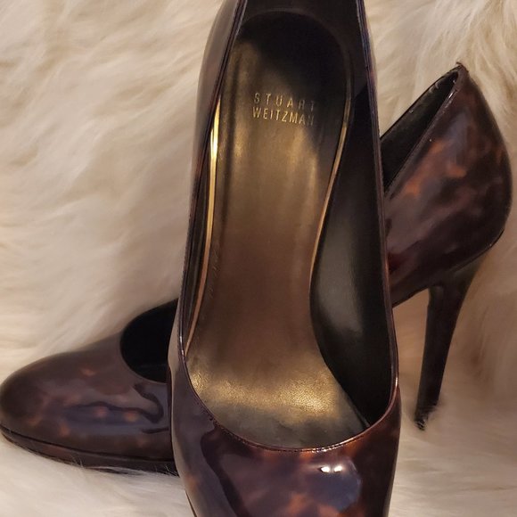 Stuart Weitzman Tortoise Shell Patent Leather Stilettos 10.5 - Picture 6 of 7